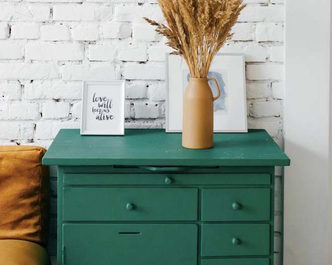 vase on drawer